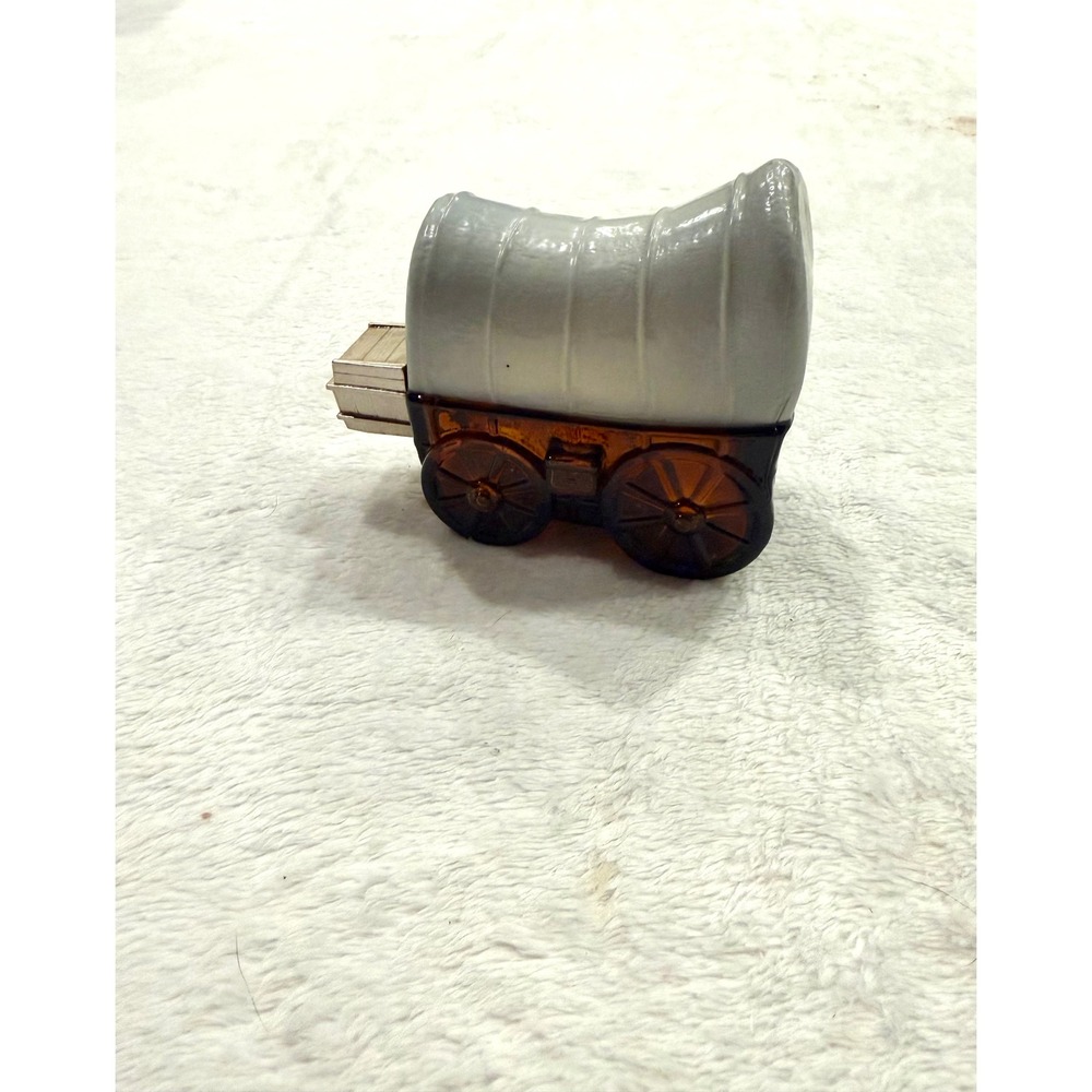 Vintage Avon Spicy After Shave Decanter Covered Wagon Amber Glass Empty 6oz